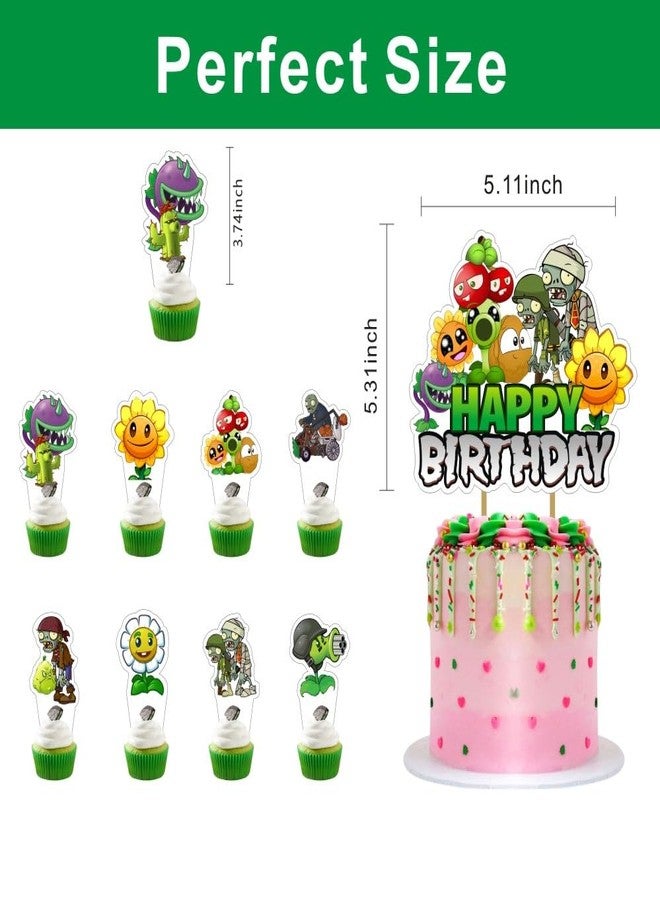 fancigo 25Pcs Plants and Zombies Cake Decorations with 24pcs Cupcake Toppers, 1pcs Cake Topper for Kids Birthday Party Supplies - Image 4